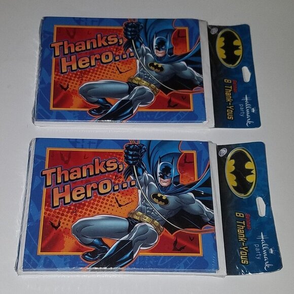 NEW 2 Packages Batman Thank You Cards Hallmark DC Birthday Party (8/pack) - Picture 1 of 4